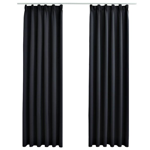 vidaXL Cortinas blackout com ganchos 2 pcs 140x245 cm preto