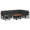 vidaXL Conjunto de Sof&aacute; de Jardim 9 unid. Preto e Cinza Escuro vime PE