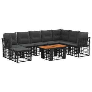 vidaXL Conjunto de Sof&aacute; de Jardim 9 unid. Preto e Cinza Escuro vime PE