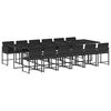 vidaXL 13 pcs conjunto de jantar p/jardim com almofad&otilde;es vime PE preto
