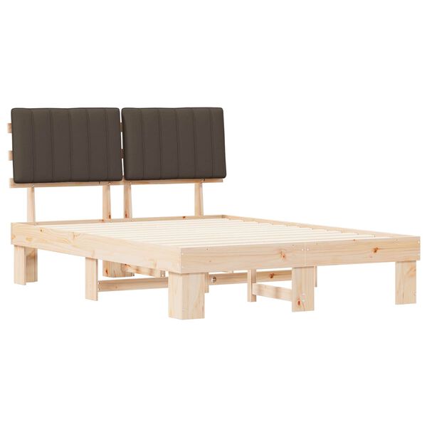 vidaXL Estrutura de Cama com Cabeceira Estofada Cinzento-acastanhado