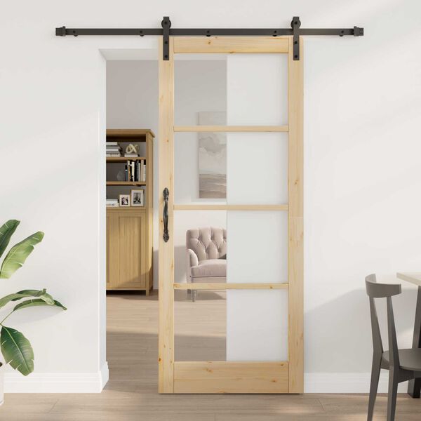 vidaXL Porta Deslizante ORKDAL Natural e Preto 86 x 211 cm