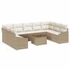 vidaXL Conjunto de Sof&aacute; de Jardim 9 unid. Bege e Creme vime PE