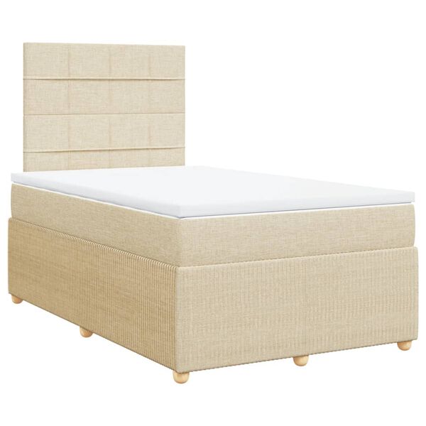 vidaXL Cama com molas/colch&atilde;o 120x200 cm tecido cor creme