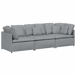 vidaXL Sof&aacute; modular com almofadas tecido cinzento-claro