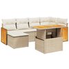 vidaXL 7 pcs conjunto de sof&aacute;s p/ jardim com almofad&otilde;es vime PE bege