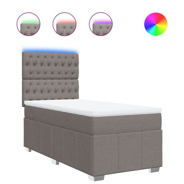 vidaXL Cama com molas/colch&atilde;o 80x200 cm tecido castanho-acinzentado