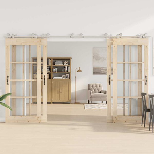 vidaXL Kit ferragens p/ porta deslizante 366cm a&ccedil;o inoxid&aacute;vel prateado