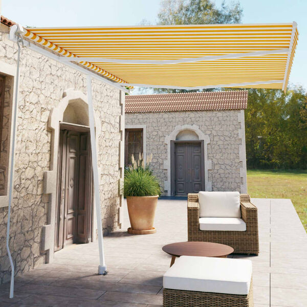 vidaXL Toldo retrátil manual independente 350x250 cm amarelo e branco