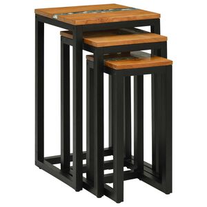 vidaXL Mesa de Ninho 3 unid. Castanho Madeira de Teca S&oacute;lida