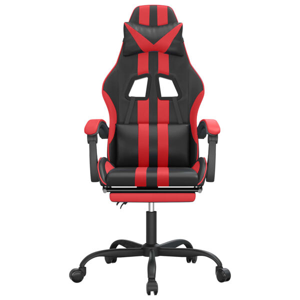 vidaXL Cadeira gaming girat&oacute;ria c/ apoio couro artific. preto/vermelho