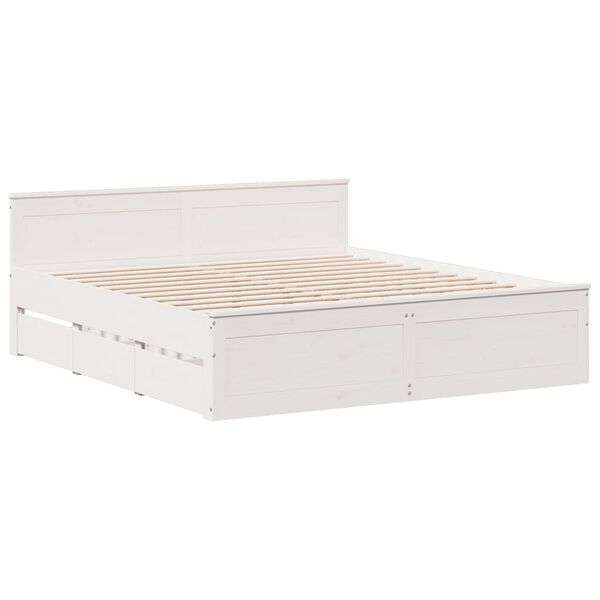 vidaXL Cama sem colch&atilde;o com cabeceira 180x200 cm pinho maci&ccedil;a branco