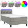 vidaXL Cama box spring c/ colch&atilde;o/LED 90x190 cm veludo cinzento-claro