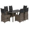 vidaXL 5 pcs conjunto bistr&ocirc; de jardim c/ almofad&otilde;es vime PE cinza