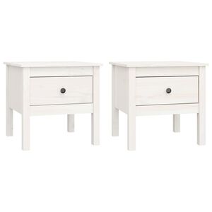 vidaXL Mesas de apoio 2 pcs 50x50x49 cm madeira de pinho maci&ccedil;a Branco