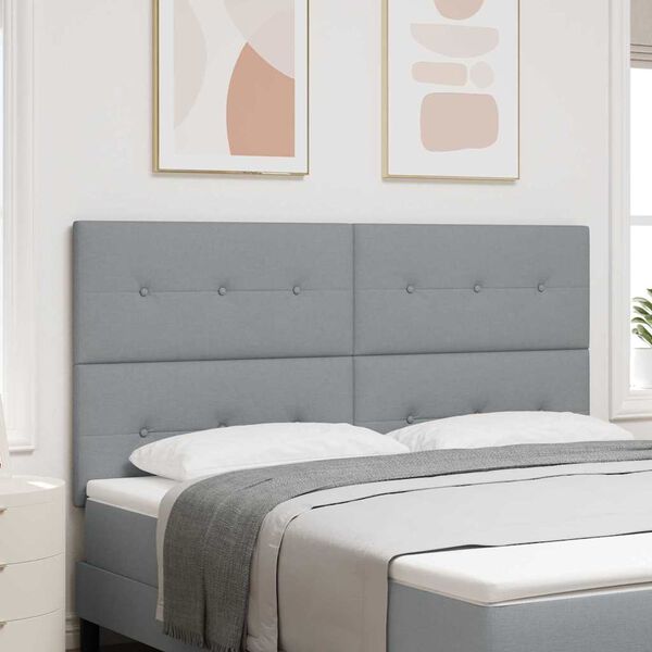 vidaXL Cabeceira LED com cabeceira Cinzento-claro 180 cm Poli&eacute;ster