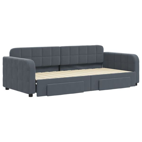 vidaXL Sof&aacute;-cama c/ gavet&atilde;o e gavetas 90x200 cm veludo cinzento-escuro
