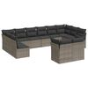 vidaXL 12 pcs conjunto de sof&aacute;s jardim c/ almofad&otilde;es vime PE cinzento