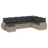 vidaXL 8 pcs conj. sof&aacute;s jardim c/ almofad&otilde;es vime PE cinzento-claro