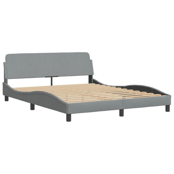 vidaXL Estrutura de cama Dover 160x200 cm tecido cinzento-claro