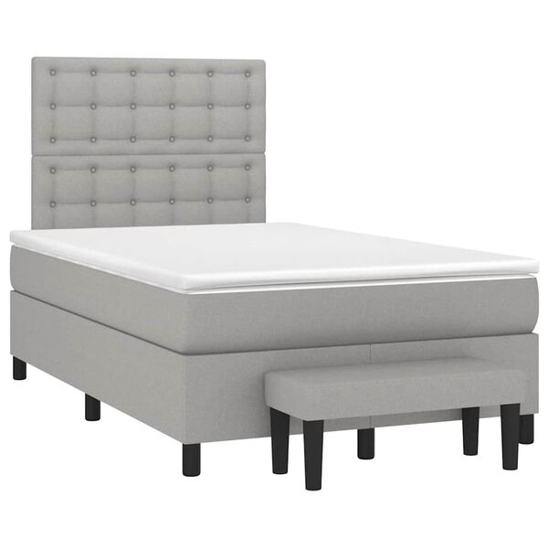 vidaXL Cama boxspring com colch&atilde;o 120x190 cm tecido cinzento-claro