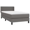 vidaXL Cama com molas/colchão 90x190 cm couro artificial cinzento