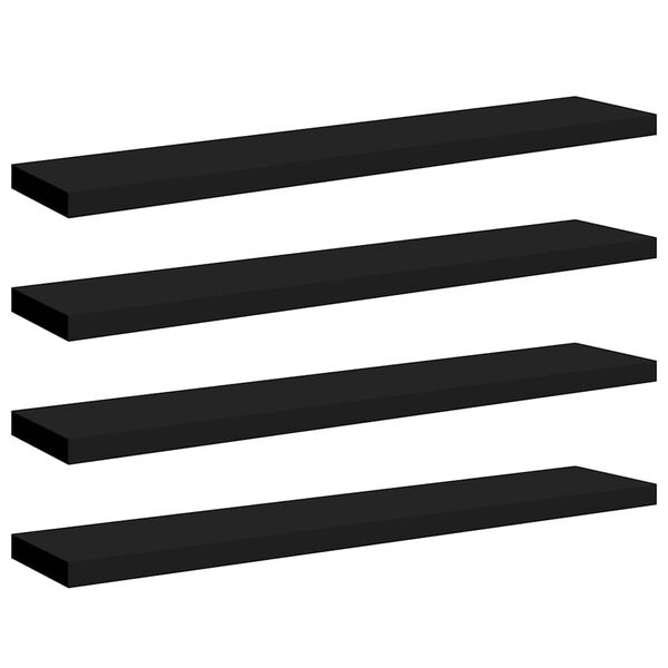 vidaXL Prateleiras de parede suspensas 4 pcs 120x23,5x3,8cm MDF preto