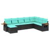 vidaXL 8 pcs conjunto de sof&aacute;s p/ jardim c/ almofad&otilde;es vime PE preto
