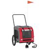 vidaXL Reboque bicicleta animais tecido oxford/ferro vermelho/cinzento