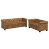 vidaXL Conjunto de sof&aacute;s de 2 + 3 lugares, Chesterfield, castanho
