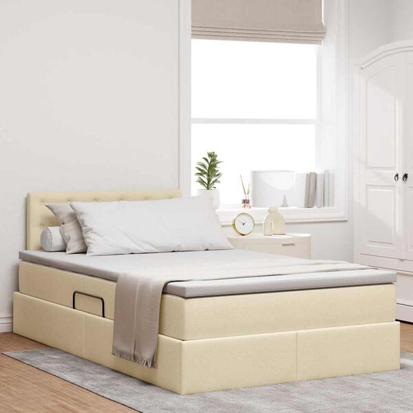 vidaXL Cama com arruma&ccedil;&atilde;o e colch&atilde;o com colch&atilde;o Creme 120 x 200 cm