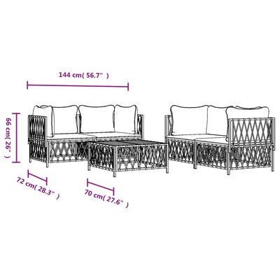 vidaXL 5 pcs conjunto lounge de jardim com almofadões aço antracite