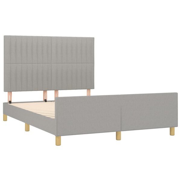 vidaXL Estrutura de cama sem colch&atilde;o 140x200 cm tecido cinzento-claro