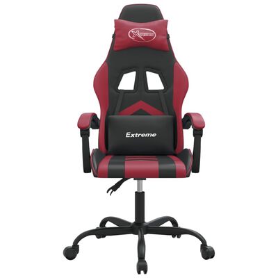 vidaXL Cadeira gaming giratória couro artificial preto/vermelho tinto