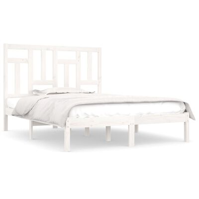vidaXL Estrutura de cama king 150x200 cm pinho maciço branco