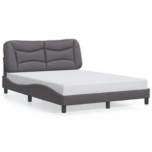 vidaXL Estrutura de cama sem colch&atilde;o Hvar 140x190cm couro artificial cinzento