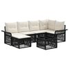 vidaXL Conjunto de Sof&aacute; de Jardim 7 unid. Preto vime PE