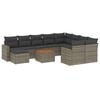 vidaXL 11 pcs conjunto sof&aacute;s de jardim c/ almofad&otilde;es vime PE cinzento