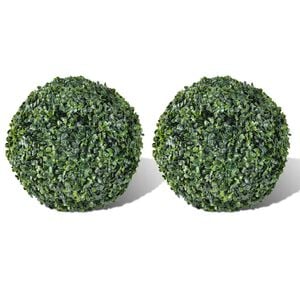 vidaXL Bola de buxo topi&aacute;ria folhas artificiais 27 cm 2 pcs