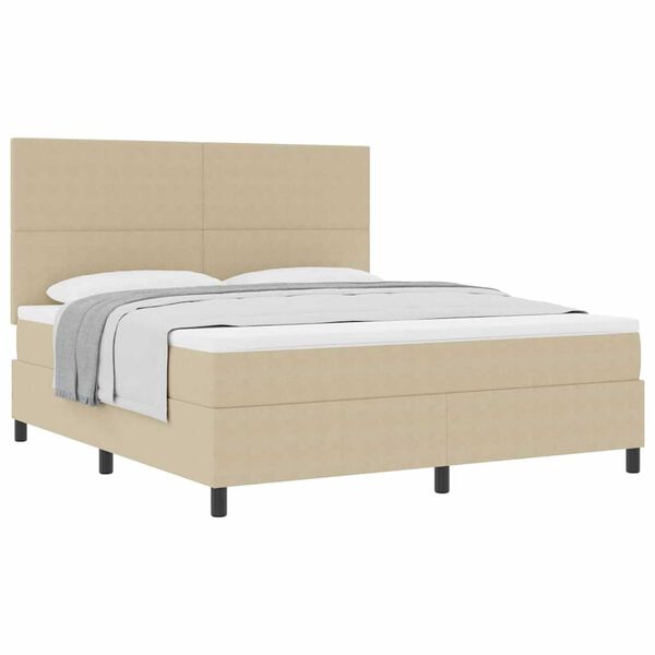 vidaXL Cama Box Manual Cinza Claro e Branco 203 x 180 x 128 cm