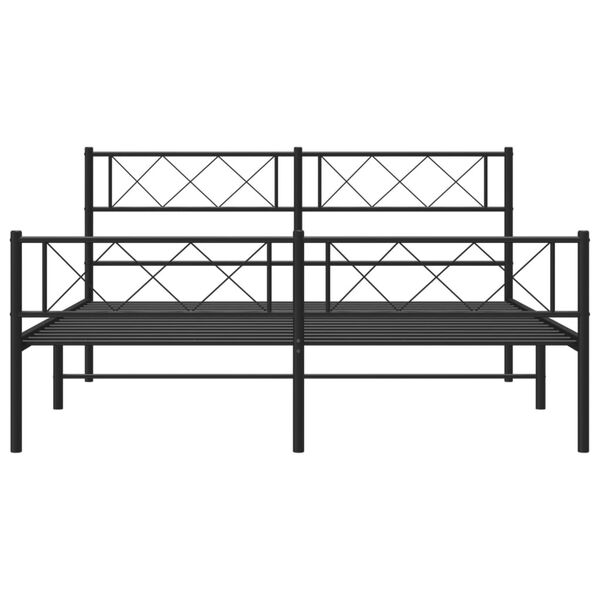 vidaXL Estrutura de cama com cabeceira e p&eacute;s 140x200 cm metal preto