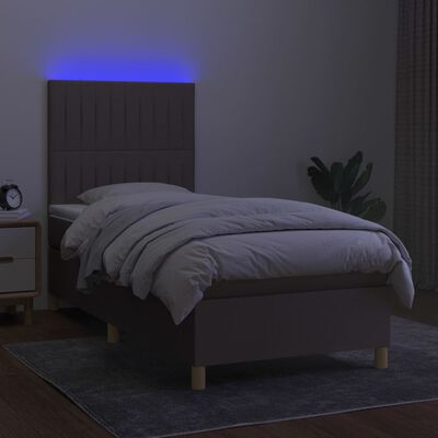 vidaXL Cama box spring + colchão/LED 80x200cm tecido cinza-acastanhado