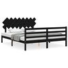 vidaXL Estrutura de cama com cabeceira 160x200 cm madeira maci&ccedil;a preto