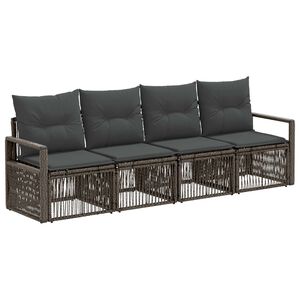 vidaXL Conjunto de Sof&aacute; de Jardim 4 pcs Cinzento vime PE
