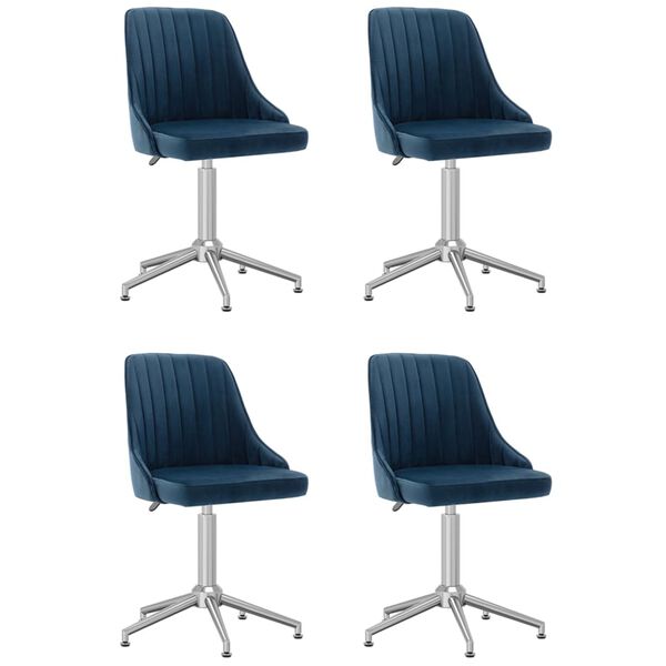 vidaXL Cadeiras de jantar girat&oacute;rias 4 pcs veludo azul