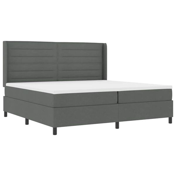 vidaXL Cama Box com colch&atilde;o Cinzento escuro 200 x 200 cm tecido