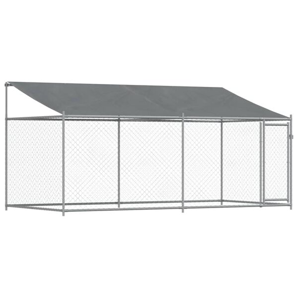 vidaXL Jaula para cão com telhado/porta 4x2x2 m aço galvanizado cinza
