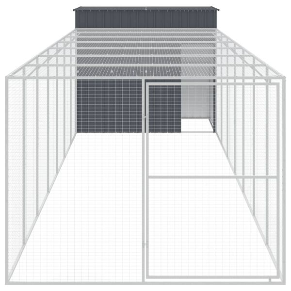 vidaXL Casota p/ c&atilde;es c/ parque 214x865x181 cm a&ccedil;o galvaniz. antracite