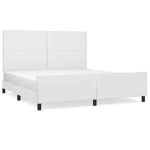 vidaXL Estrutura cama c/ cabeceira 180x200 cm couro artificial branco