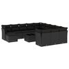 vidaXL 13 pcs conjunto de sof&aacute;s de jardim com almofad&otilde;es vime PE preto